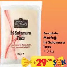 ANADOLU MUTFAĞI İRİ SALAMURA TUZU 3 KG